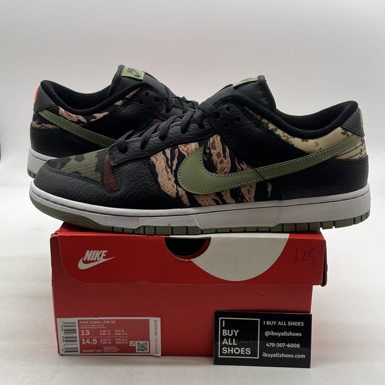 Size 13 - Nike Dunk SE Low Black Multi-Camo (DH0957-001)