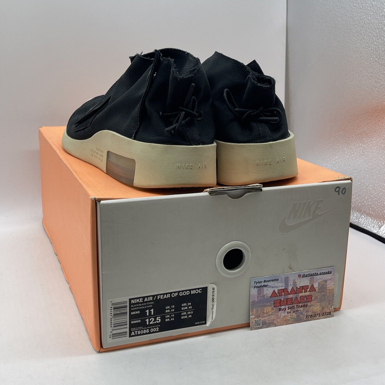 Size 11 - Nike Air Fear Of God Moc Black Suede Brown Leather (AT8086-002)