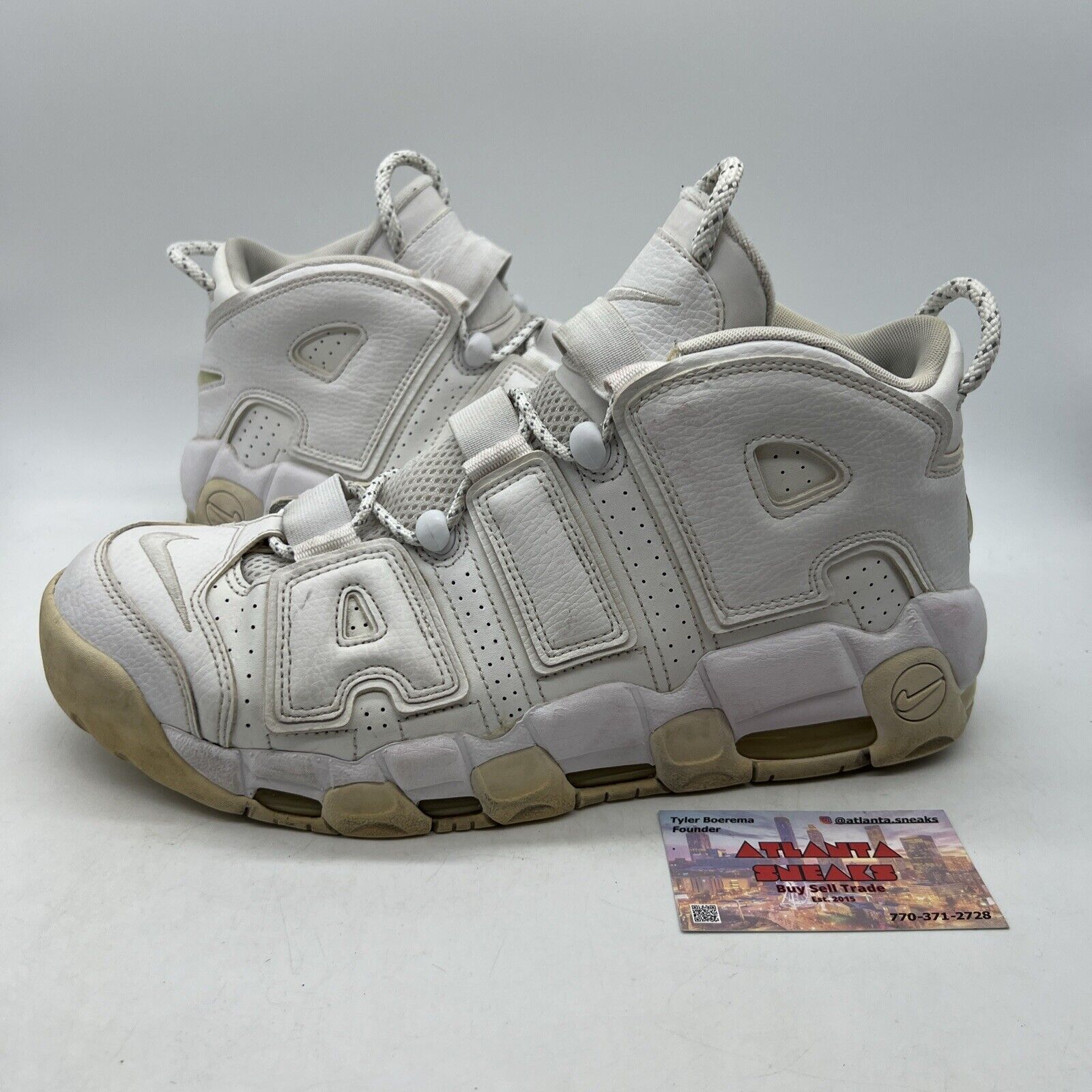 Size 11.5 - Nike Air More Uptempo Triple White Leather (921948-100)