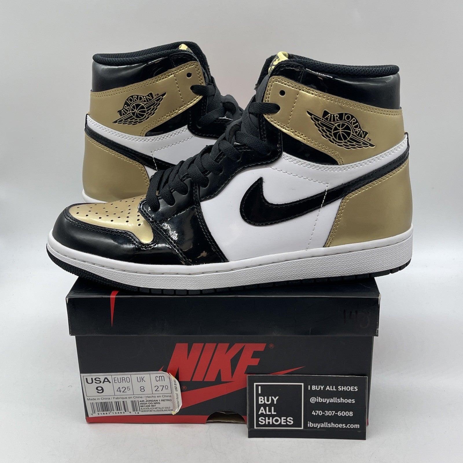Size 9 - Air Jordan 1 Retro OG NRG High Gold Toe (861428-007)