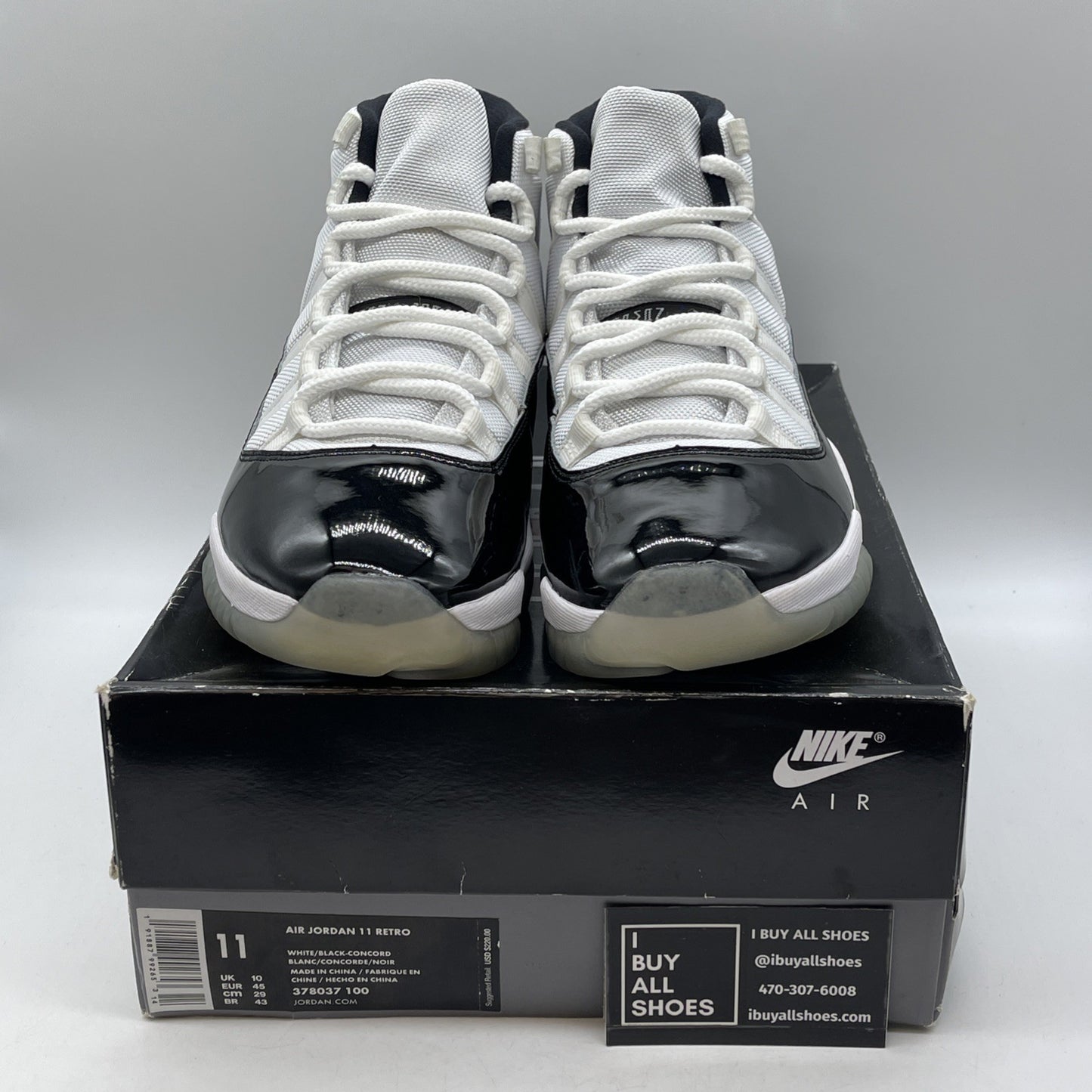Size 11 - Jordan 11 Retro High Concord Black White Leather (378037-100)