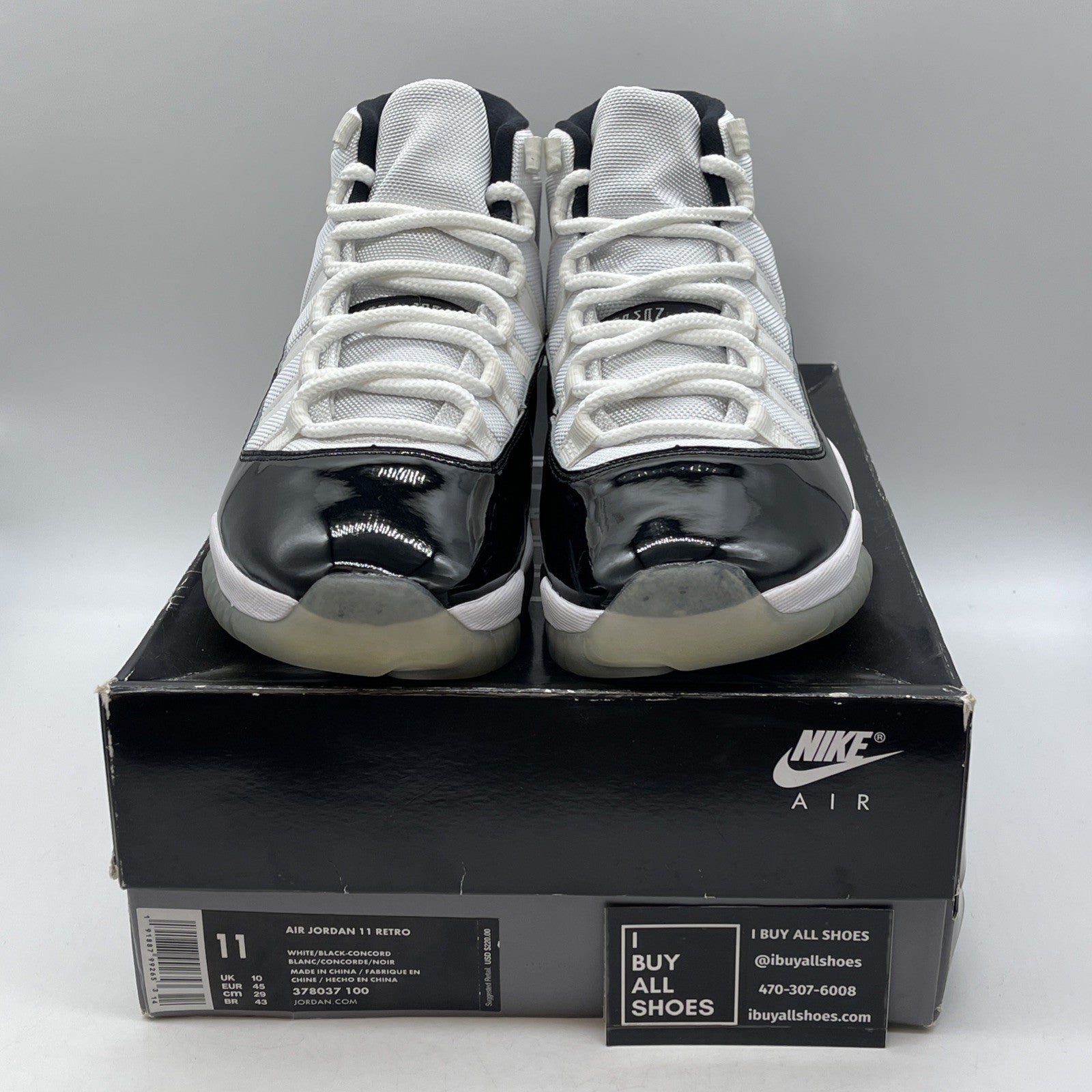 Size 11 - Jordan 11 Retro High Concord Black White Leather (378037-100)