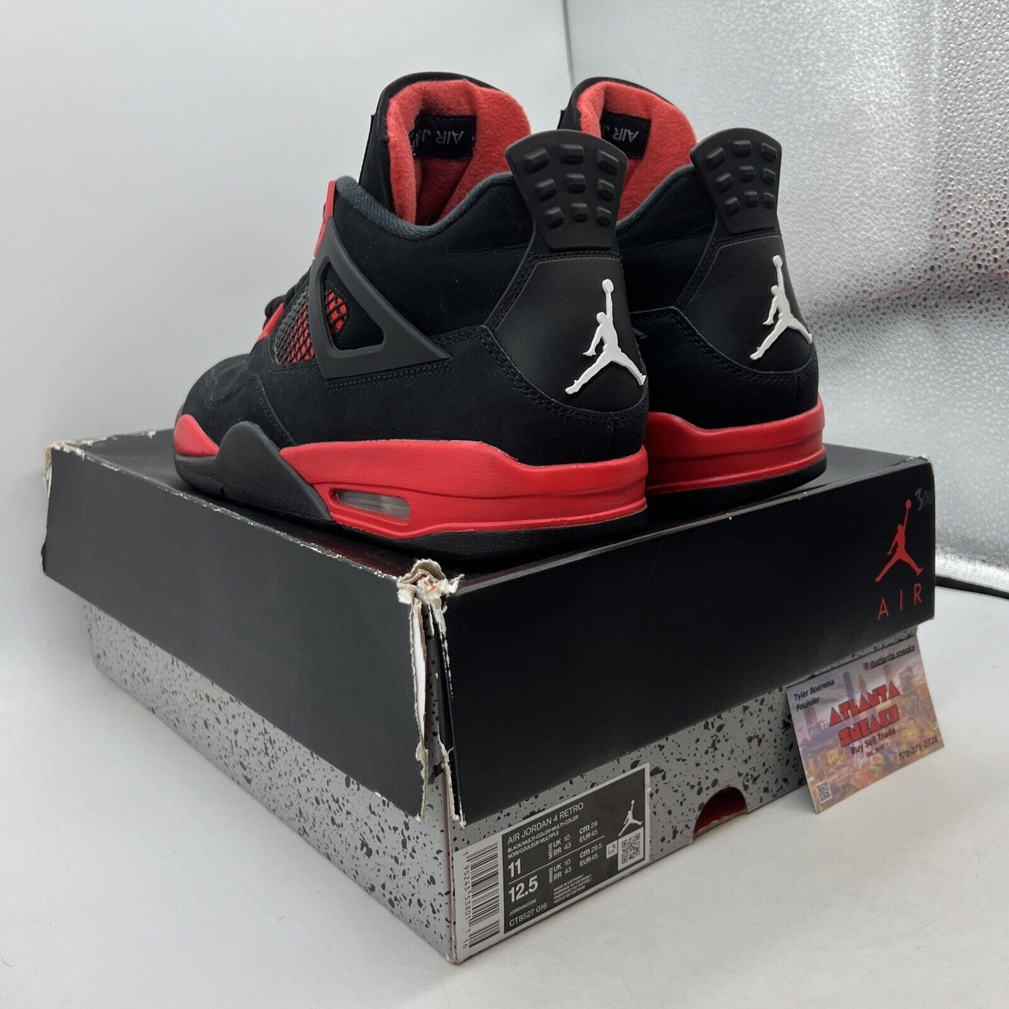 Size 11 - Jordan 4 Retro Mid Red Thunder Black White Suede (CT8527-016)