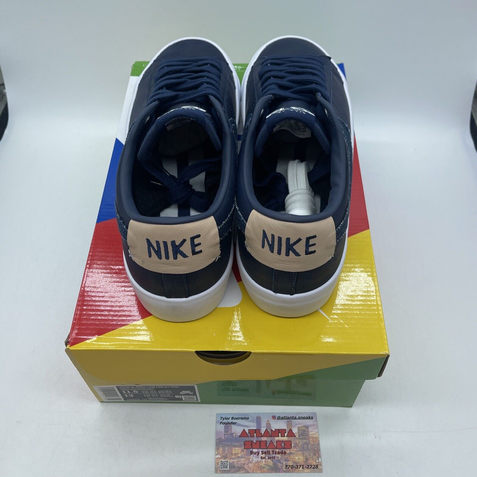Size 11.5 - Nike Blazer GT SB Low Midnight Navy Denim White Leather (DM8890-400)