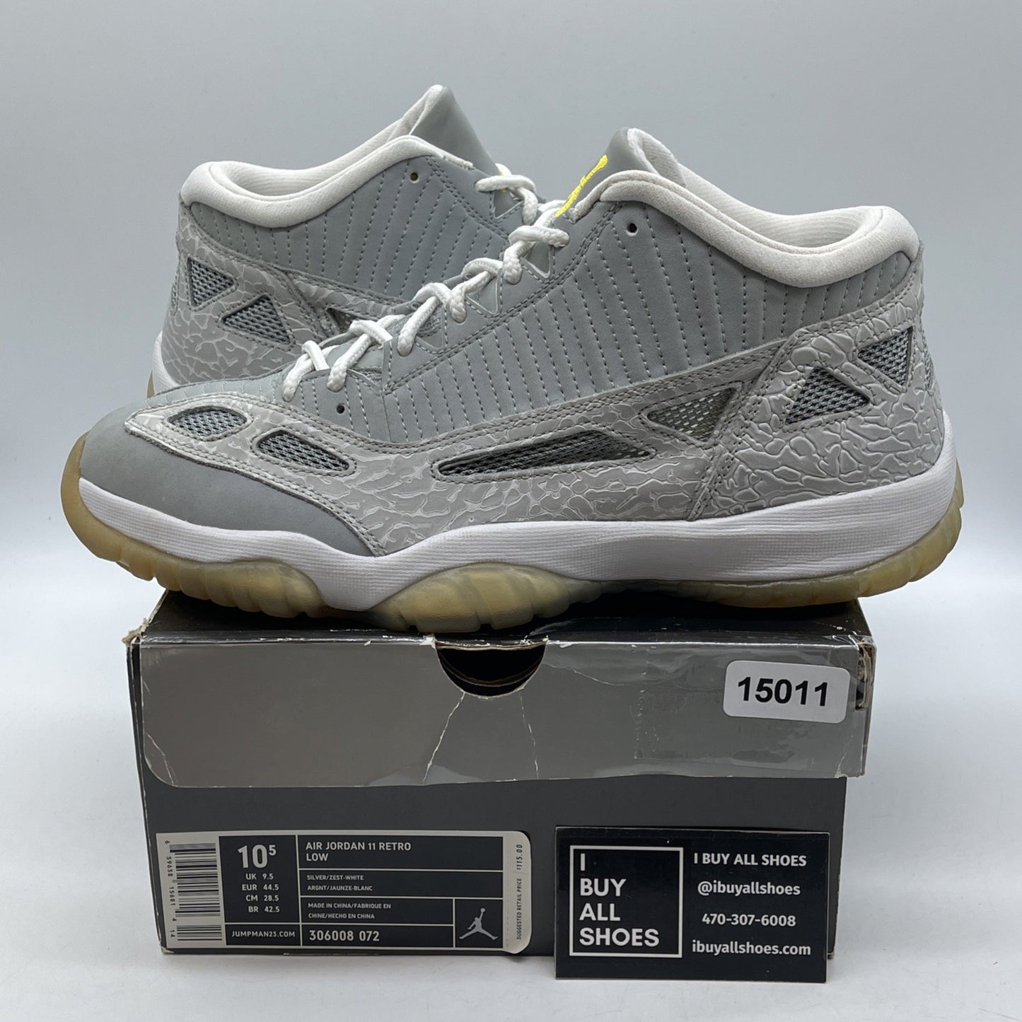 Size 10.5 - Air Jordan 11 Retro IE Low Silver Grey Suede (306008-072)