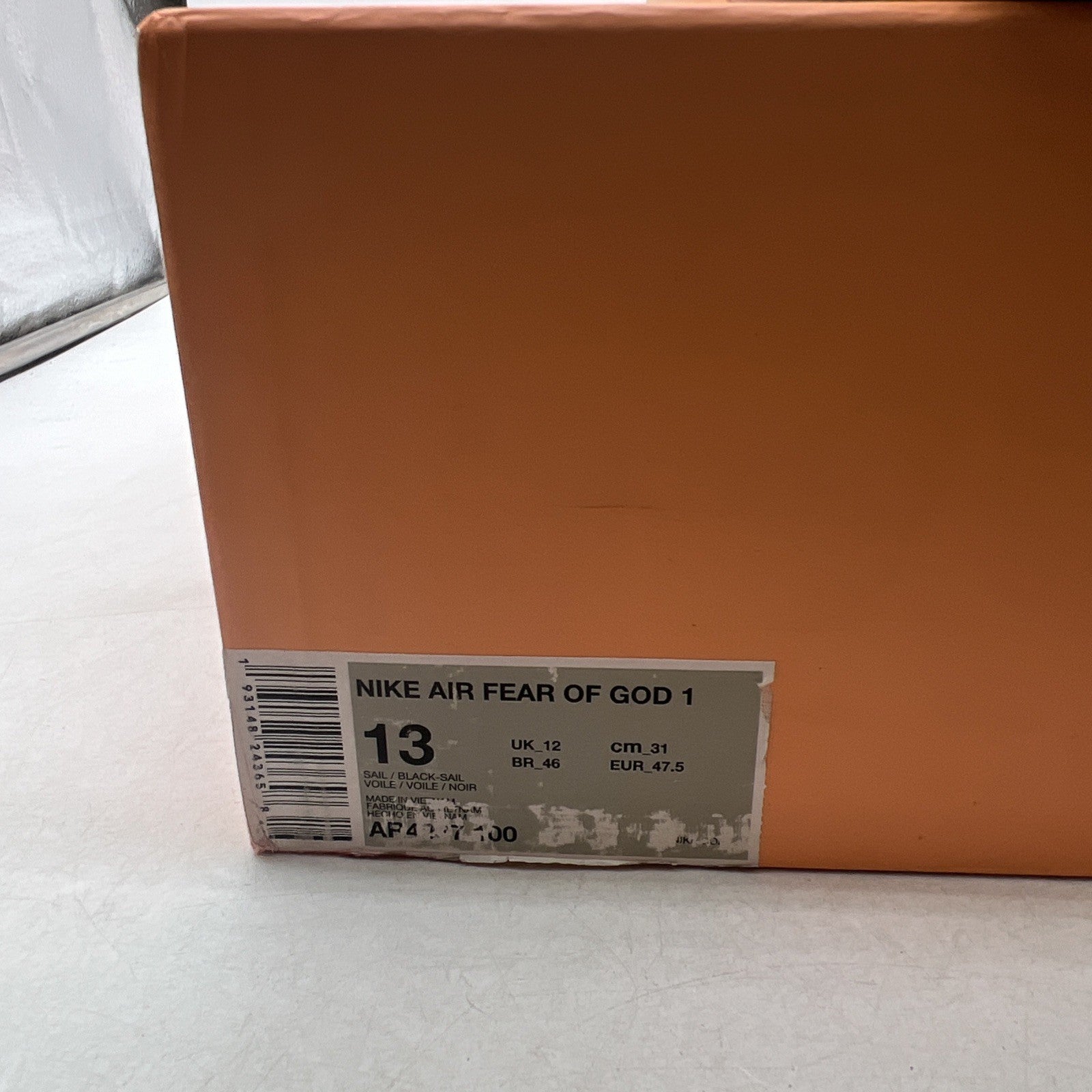Size 13 - Nike Air Fear Of God 1 Sail (AR4237-100)