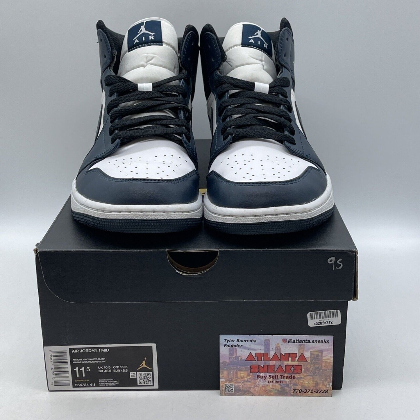 Size 11.5 - Jordan 1 Mid Armory Navy 2021 Leather Black Suede (554724-411)