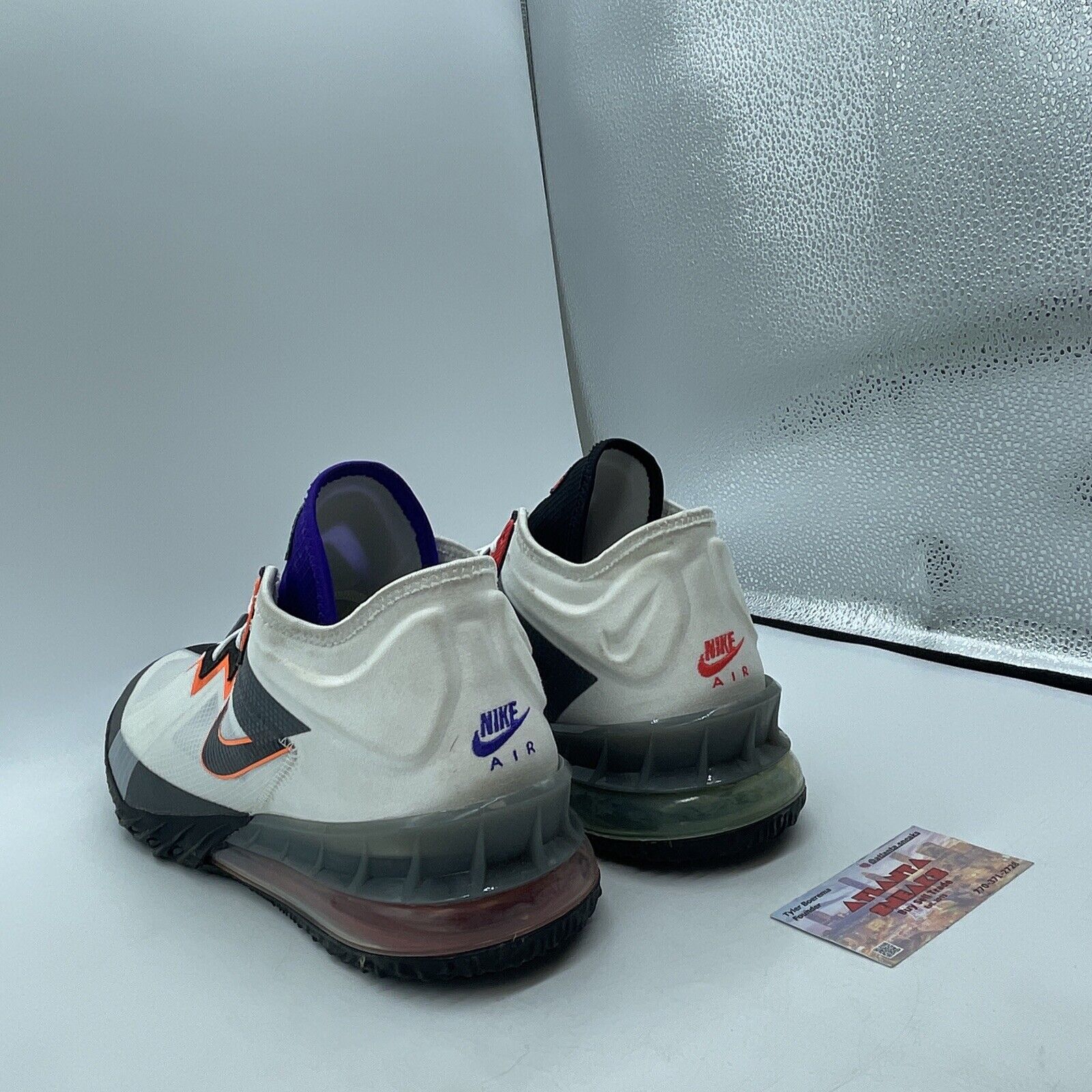 Size 12.5 - Nike LeBron 18 Low Air Max 95 Greedy White Grey Orange (CV7562-100)