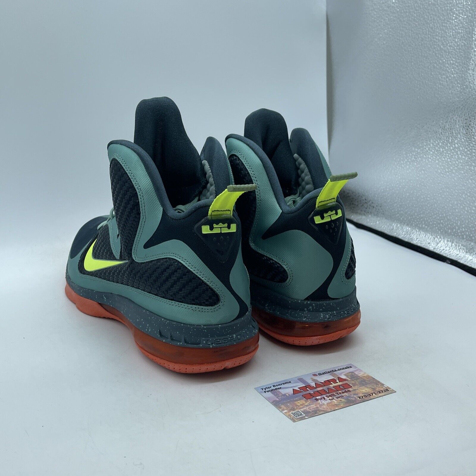 Size 10 - Nike LeBron 9 Cannon Black Blue Orange Suede Leather (469764-004)