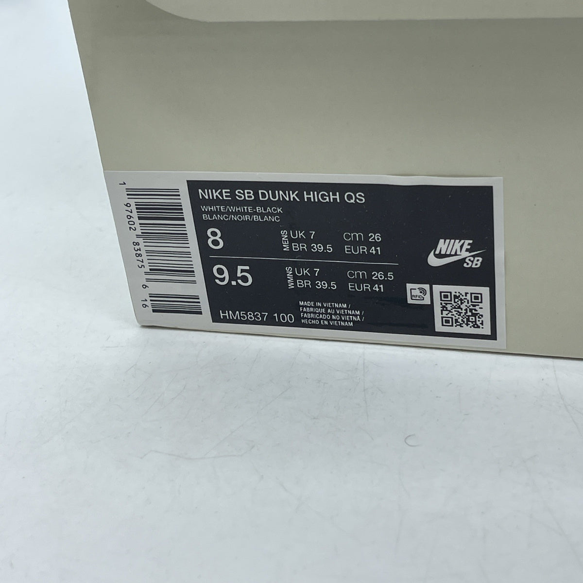 Size 8 - Nike SB Dunk High QS x Antihero Shoes White Black Skate (HM5837-100)