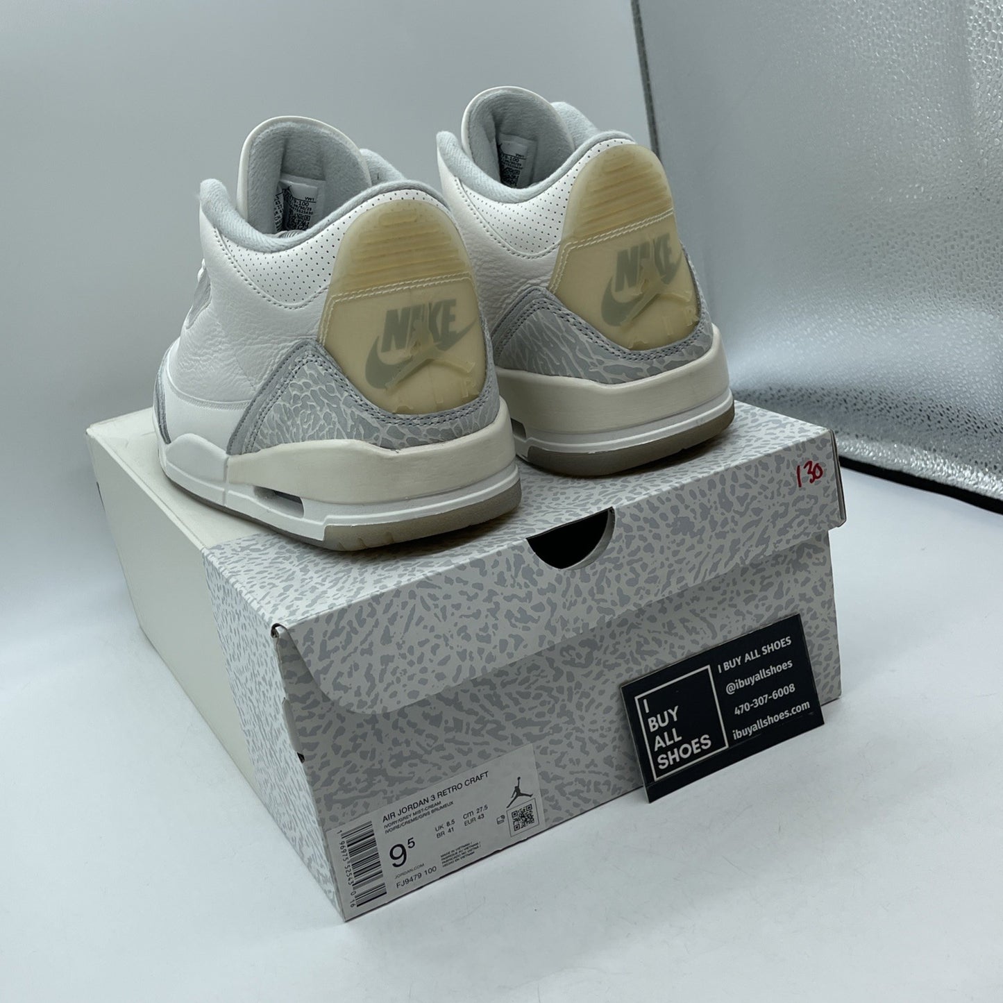 Size 9.5 - Air Jordan 3 Retro Craft Ivory/Grey White Leather (FJ9579-100)