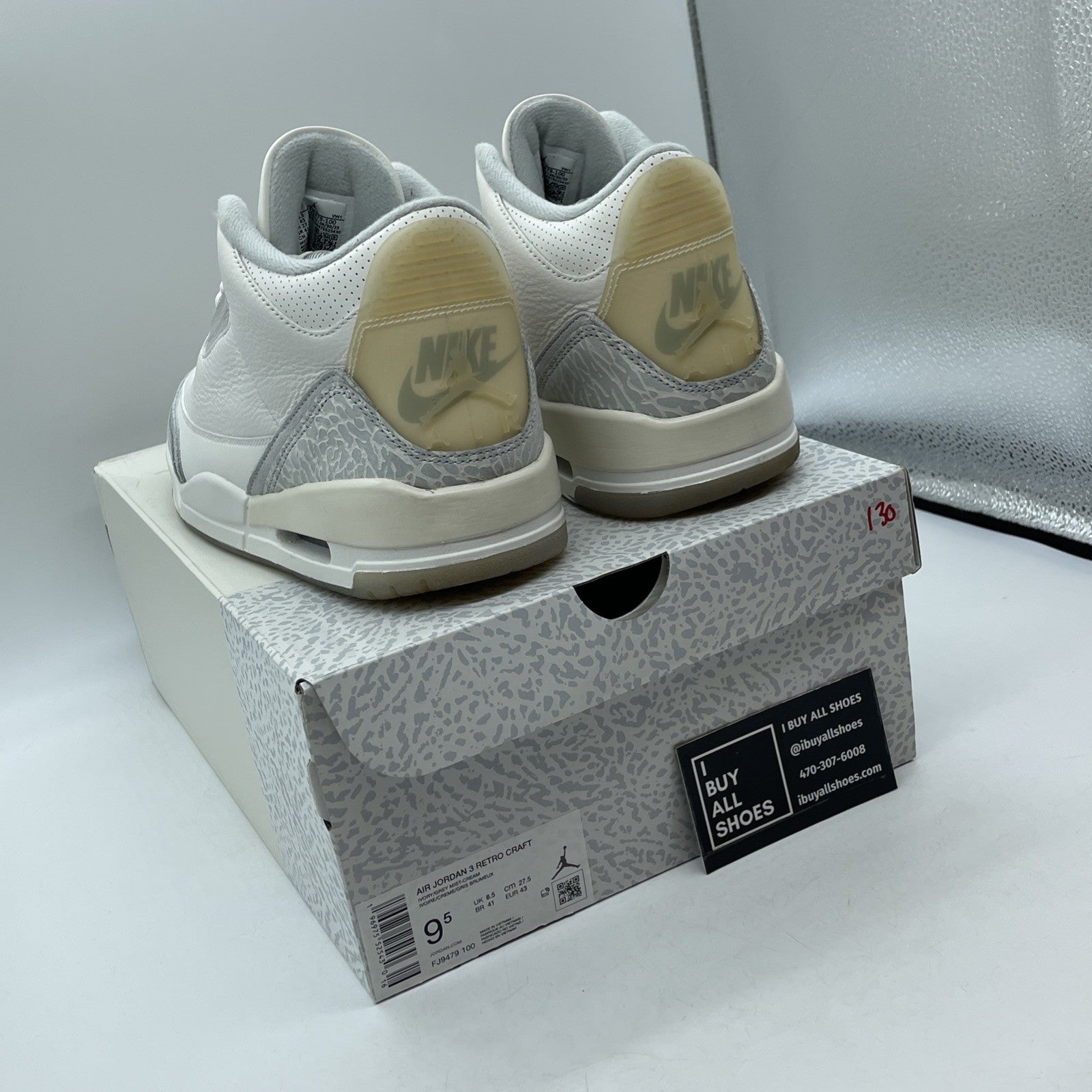Size 9.5 - Air Jordan 3 Retro Craft Ivory/Grey White Leather (FJ9579-100)