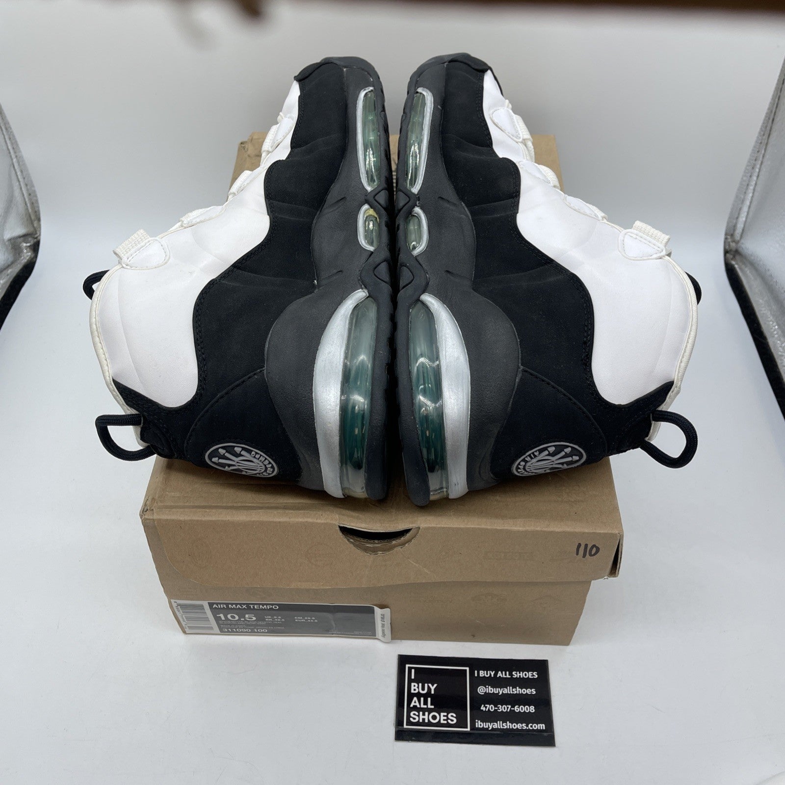 Size 10.5 - Nike Air Max Tempo 2011 White Black Teal Suede Leather (311090-100)