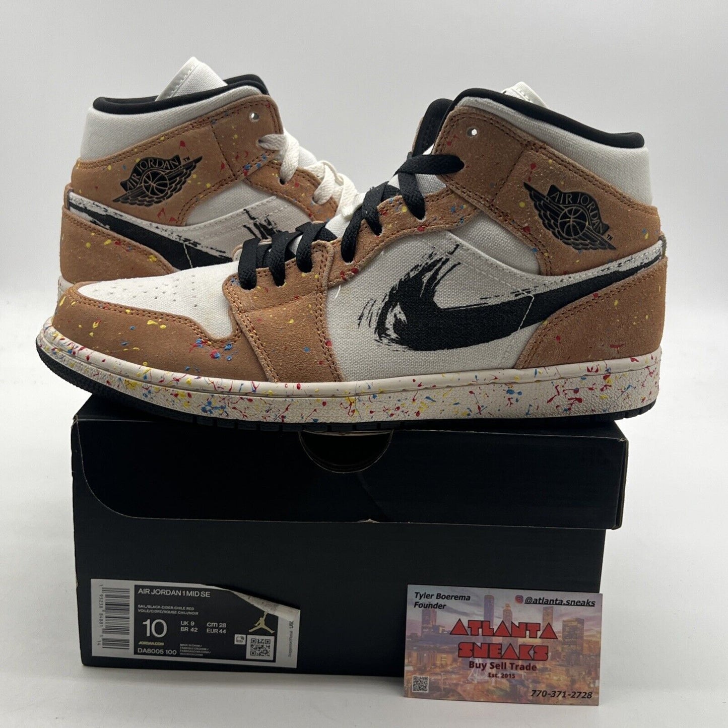 Size 10 - Air Jordan 1 SE Mid Brushstroke Paint Splatter (DA8005-100)