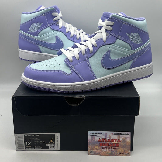 Size 12 - Jordan 1 Mid Purple Brand New Og All White