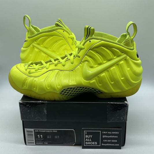 Size 11 - Nike Air Foamposite Pro Volt 2014 Black Leather Suede (624041-700)