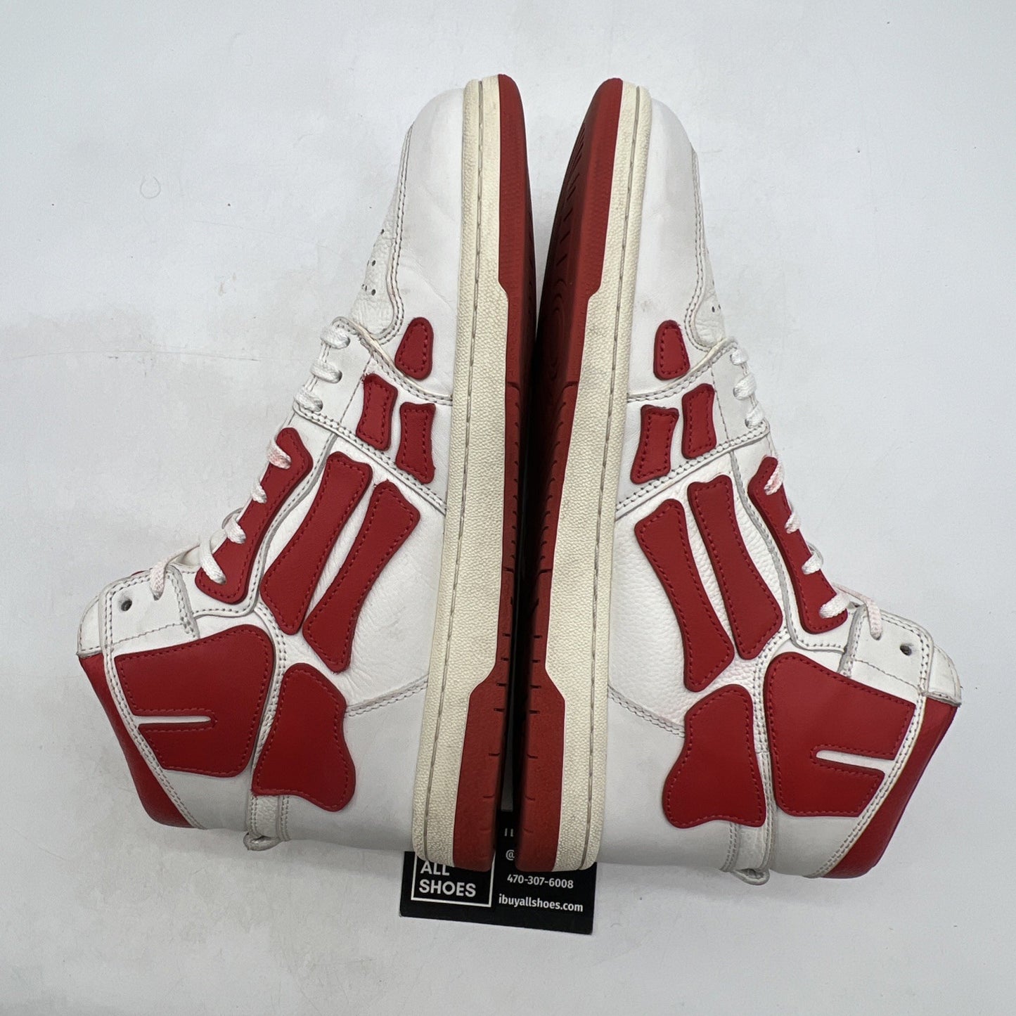 Size 12 - AMIRI Skeleton Top High White / Red Skeleton Sneakers