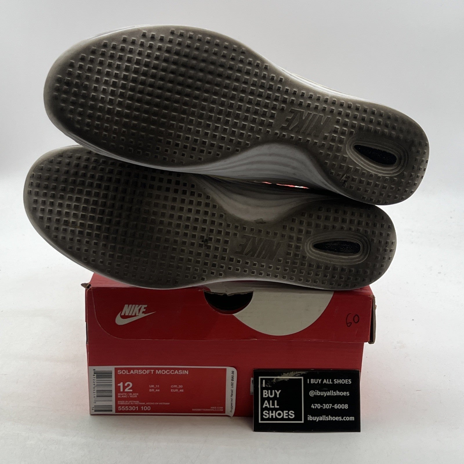 Size 12 - Nike Solarsoft Moccasin White (555301-100)