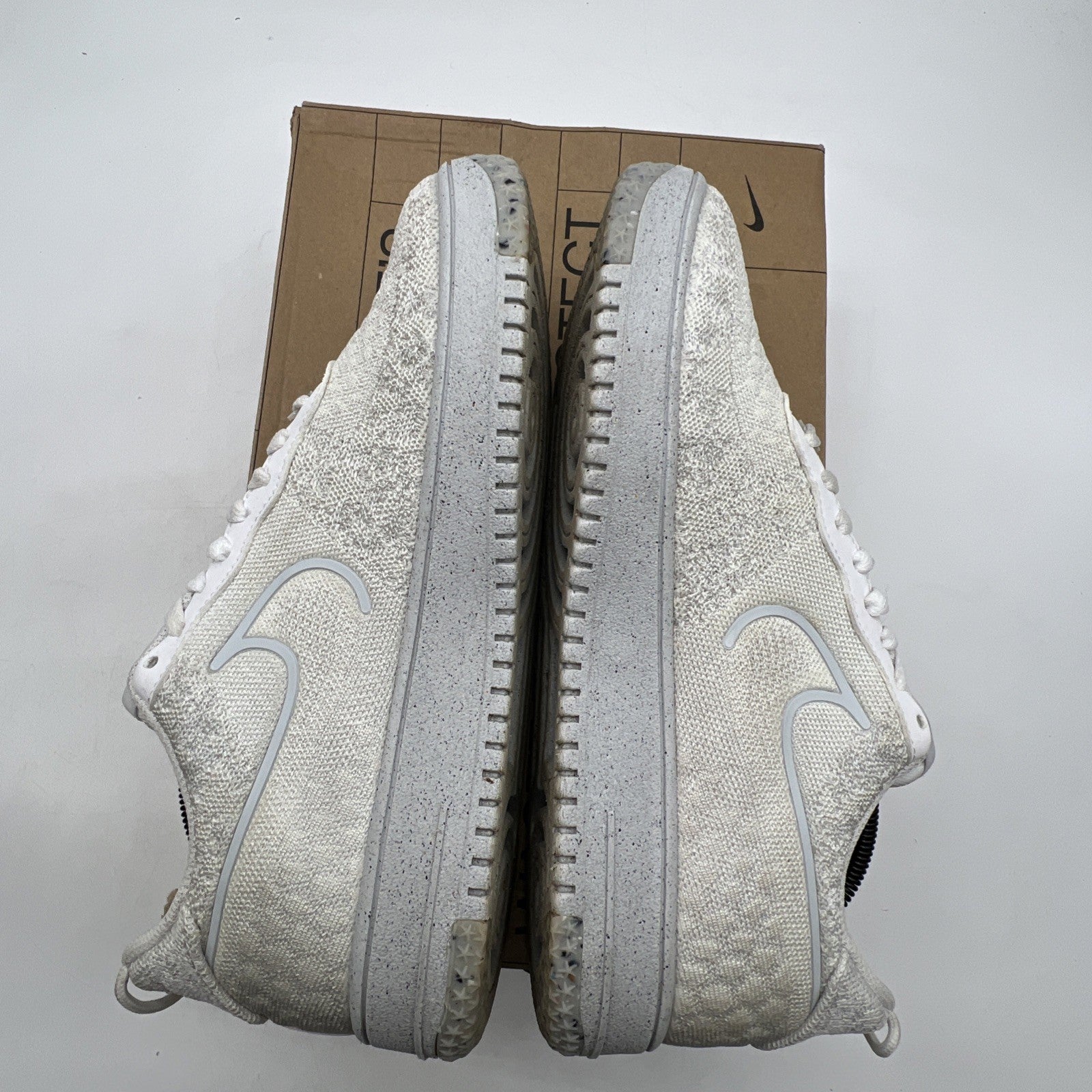 Size 9.5 - Nike Air Force 1 Crater Flyknit Next Nature Triple White (DM0590-100)