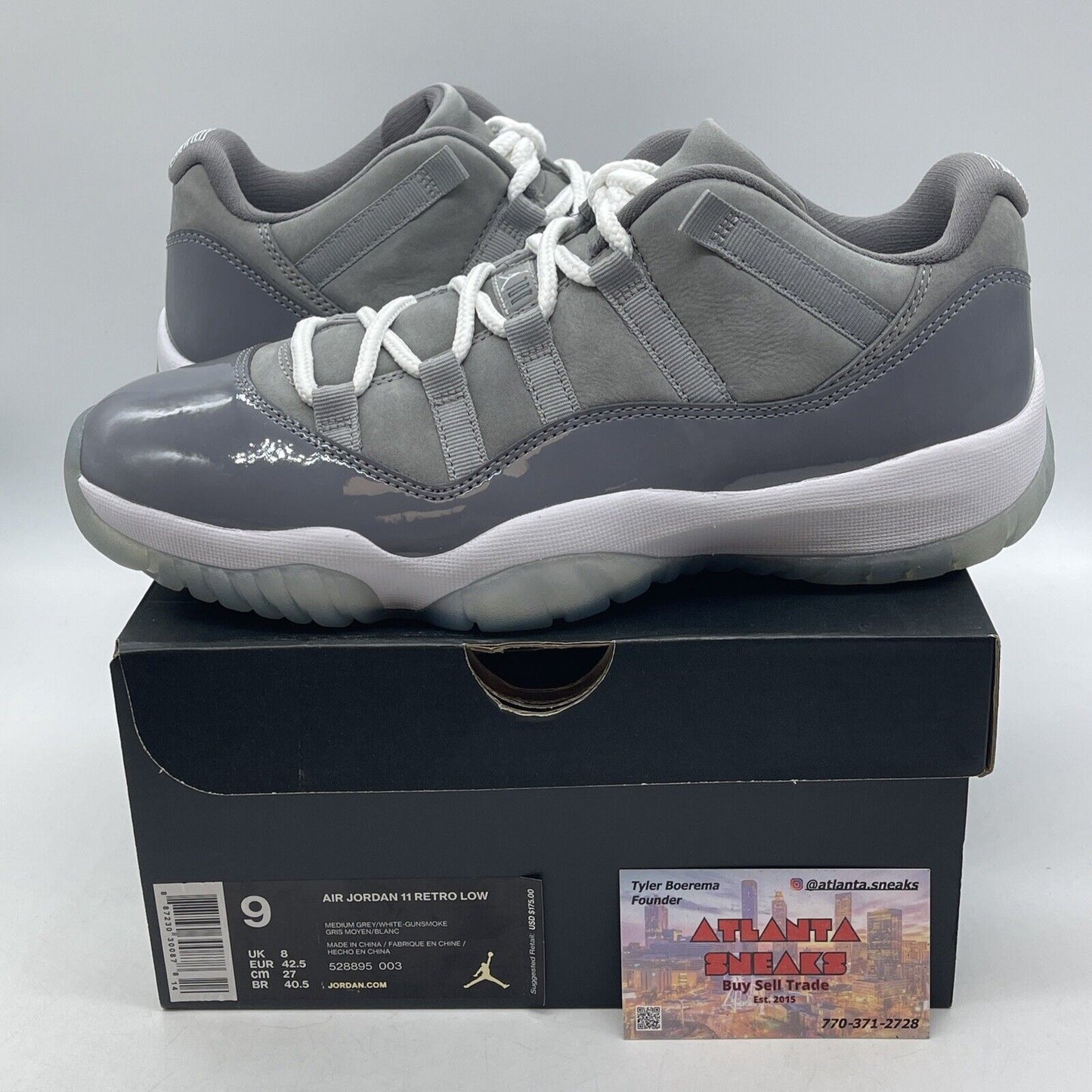 Size 9 - Jordan 11 Retro Low Cool Grey White Suede Leather (528895-003)