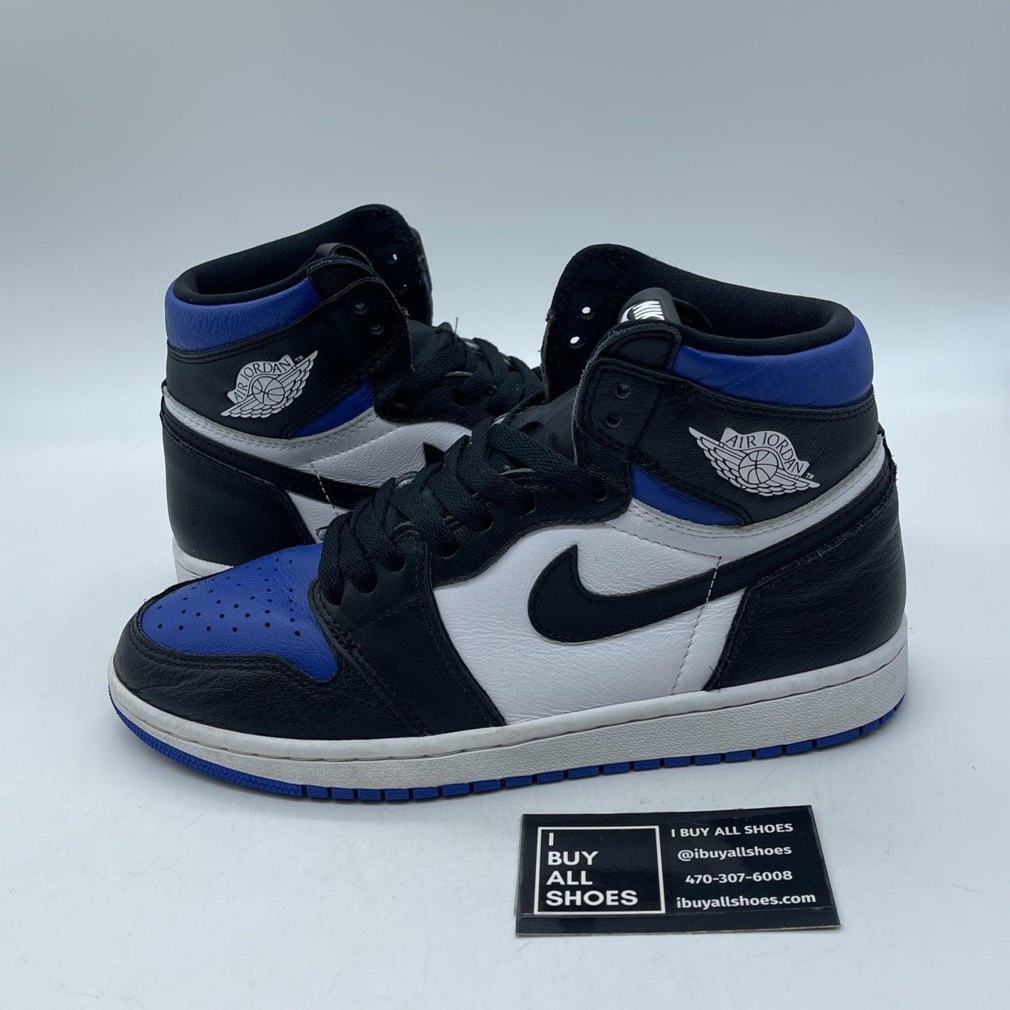 Size 8 - Jordan 1 Retro OG High Royal Toe Black Blue Leather (555088-041)