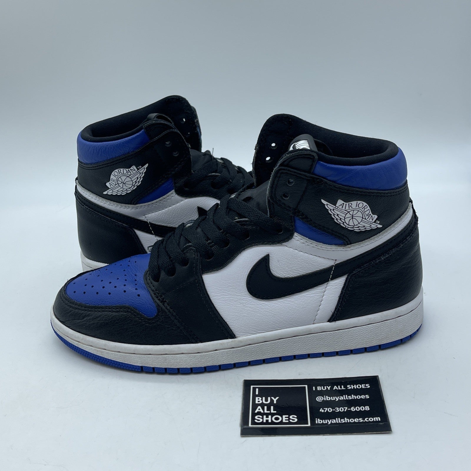 Size 8 - Jordan 1 Retro OG High Royal Toe Black Blue Leather (555088-041)