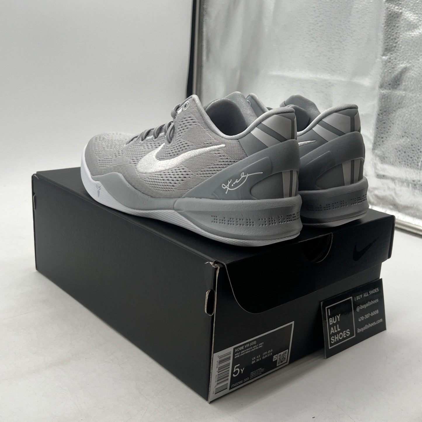 Size 5Y -  Nike Kobe 8 Protro Low White Metallic Gold (FN0266-003)