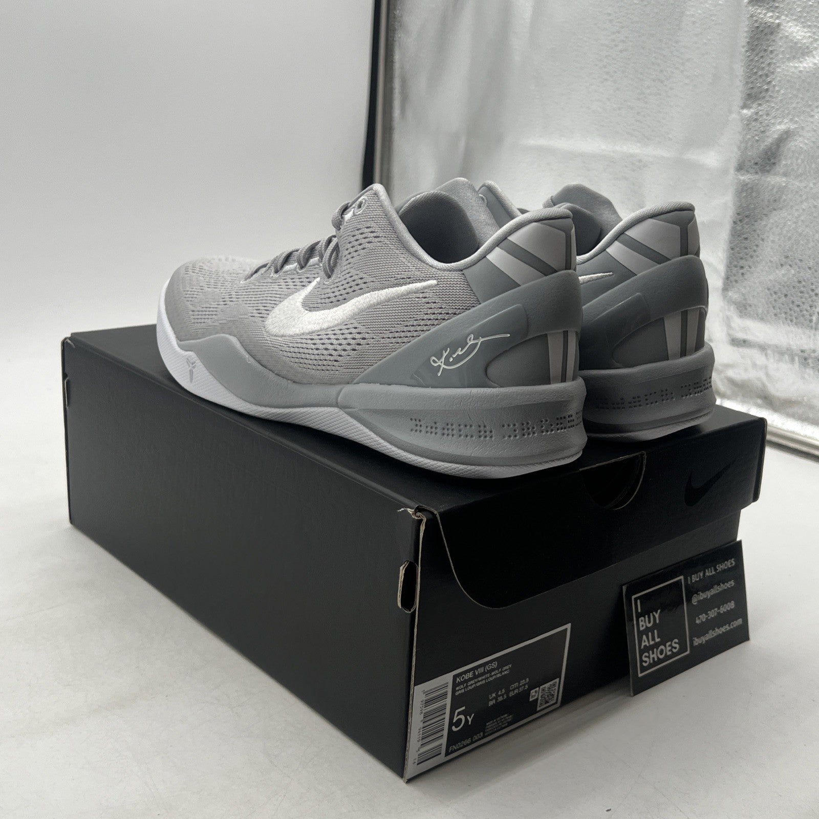 Size 5Y -  Nike Kobe 8 Protro Low White Metallic Gold (FN0266-003)