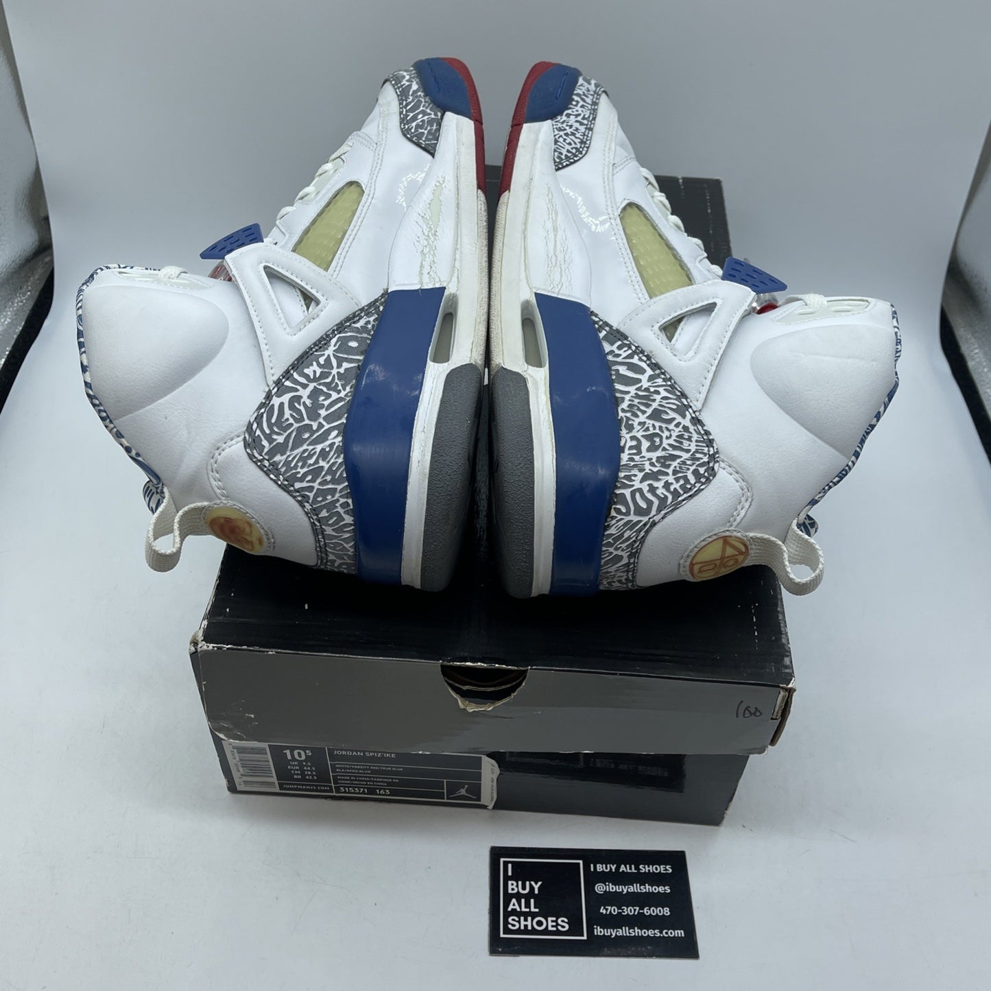 Size 10.5 - Jordan Spizike True Blue White Grey Suede Leather (315371-163)