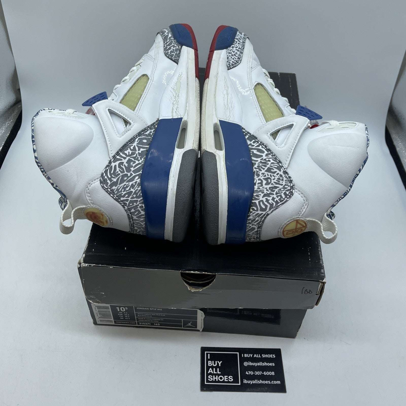 Size 10.5 - Jordan Spizike True Blue White Grey Suede Leather (315371-163)