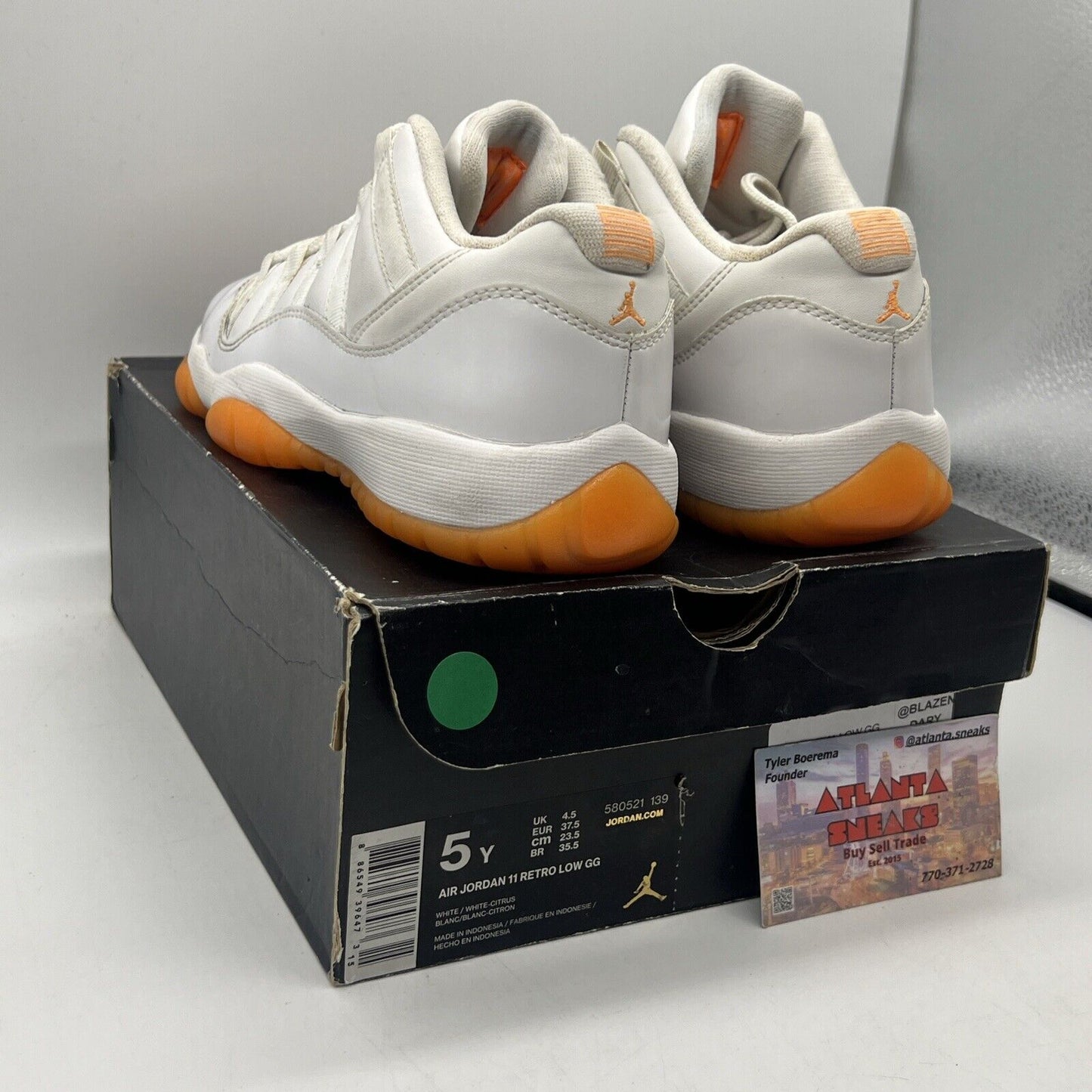 Nike Air Jordan Retro 11 XI Low GG Citrus Size 5Y White Orange (580521-139)