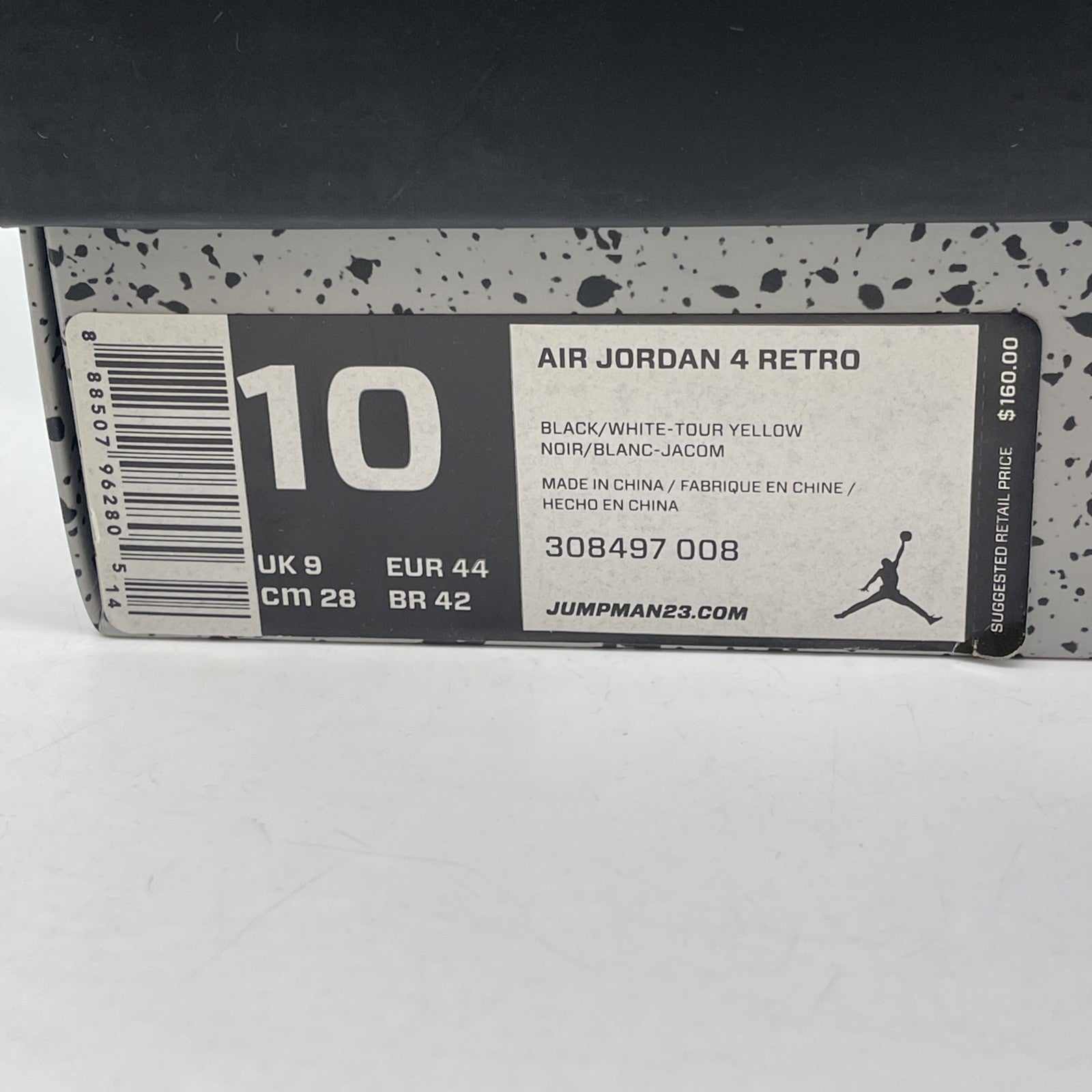 Size 10 - Jordan 4 Retro Low Thunder Black Yellow White Suede (308497-008)