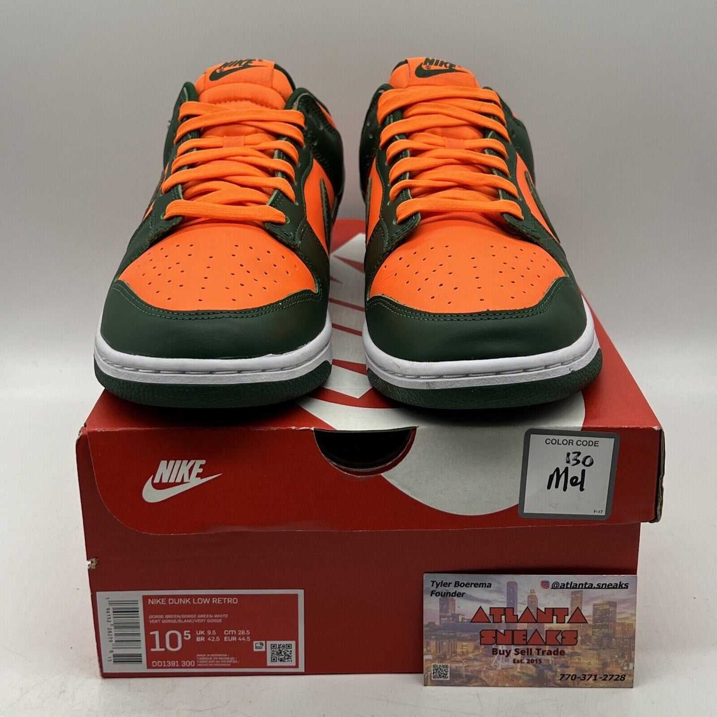 Size 10.5 - Nike Dunk Low Miami Hurricanes Orange Green White (DD1391-300)