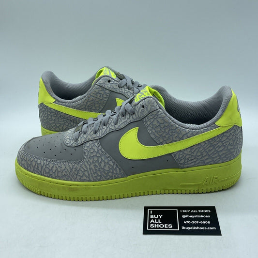 Size 13 - Nike Air Force 1 Low Elephant Volt Neon Green Grey Suede (488298-041)