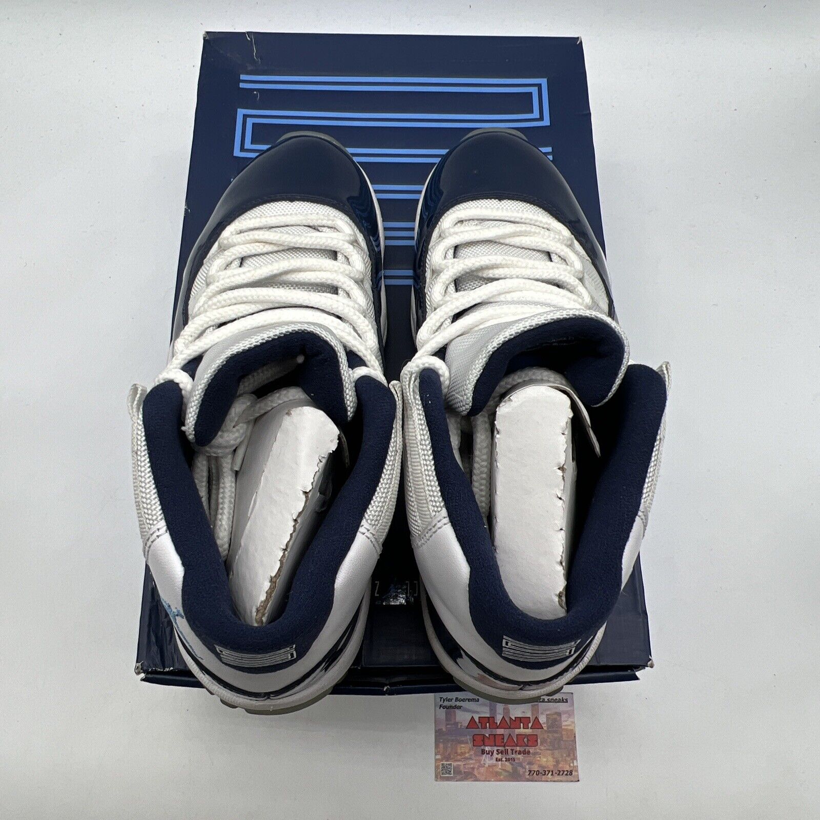 Size 8.5 - Jordan 11 Retro High Win Like '82 Navy Suede Leather (378037-123)