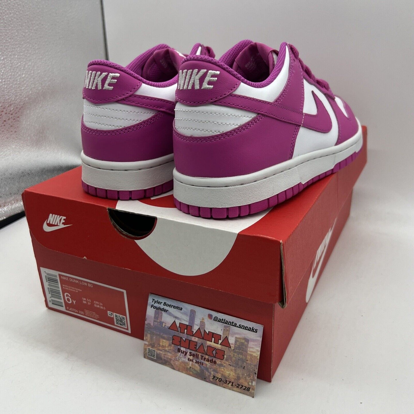 DS NikeDunk Low BG Active Fuschia GS 6Y (FJ0704 100) Brand New Og All