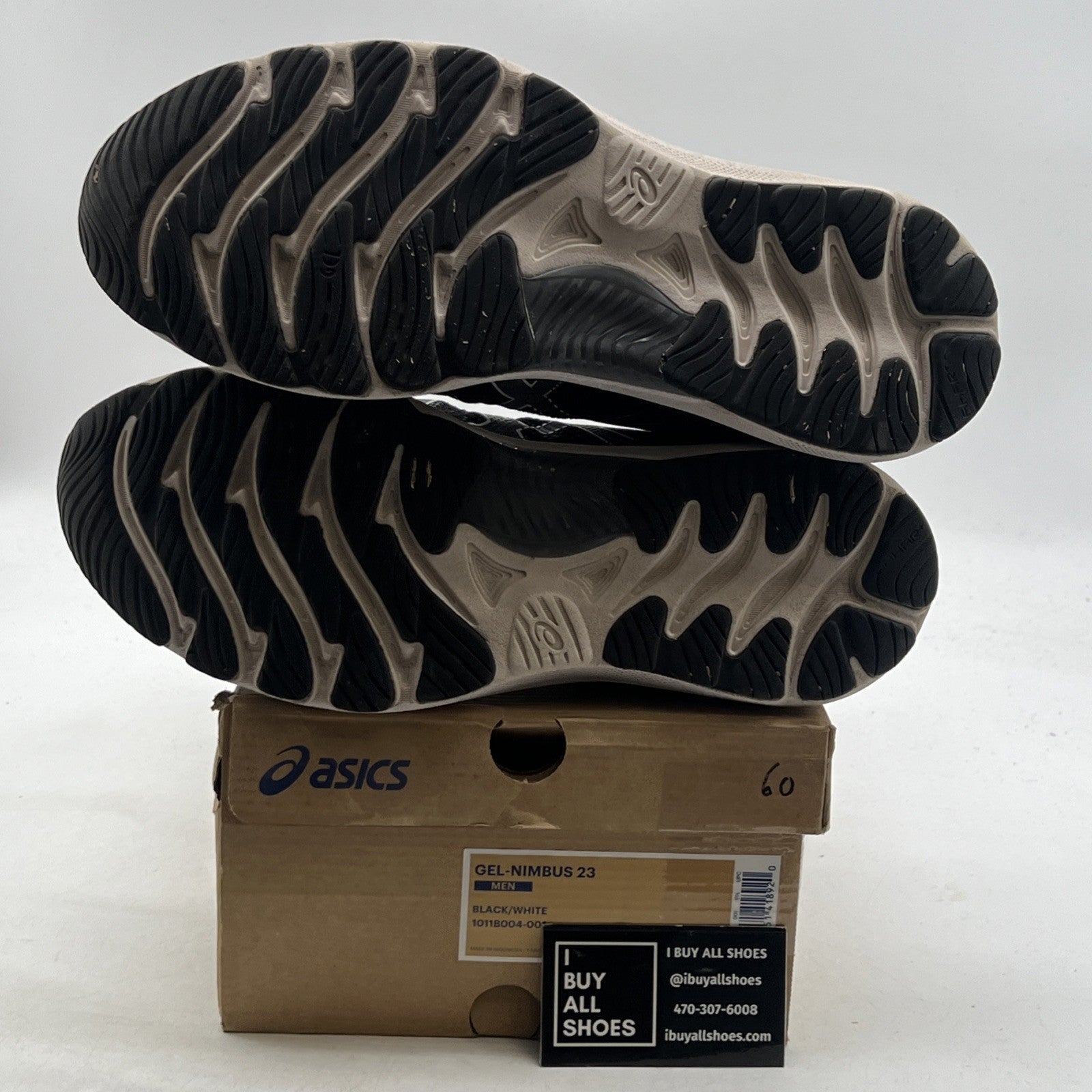 Size 11.5 - Asics Gel Nimbus 23 Black White (1011B004-001)