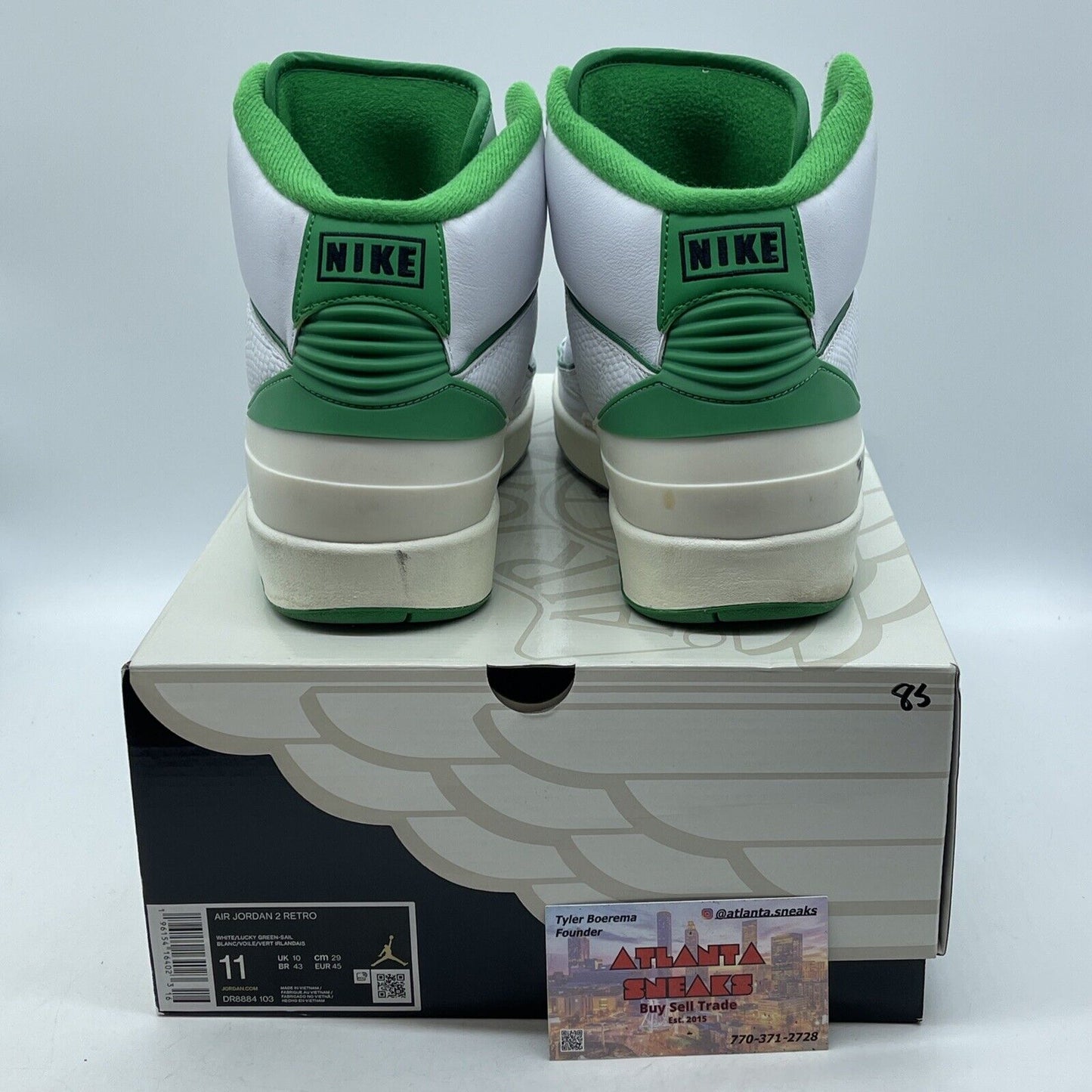 Size 11 - Jordan 2 Retro Lucky Green White Black Leather (DR8884-103)