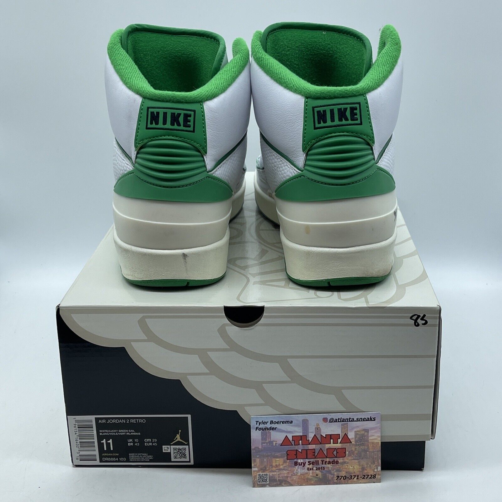 Size 11 - Jordan 2 Retro Lucky Green White Black Leather (DR8884-103)