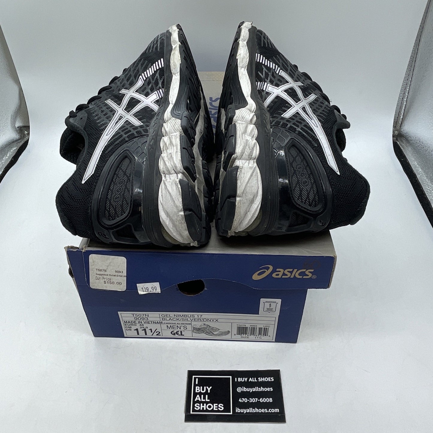 Size 11.5 - ASICS Gel-Nimbus 18 T650N Black Silver