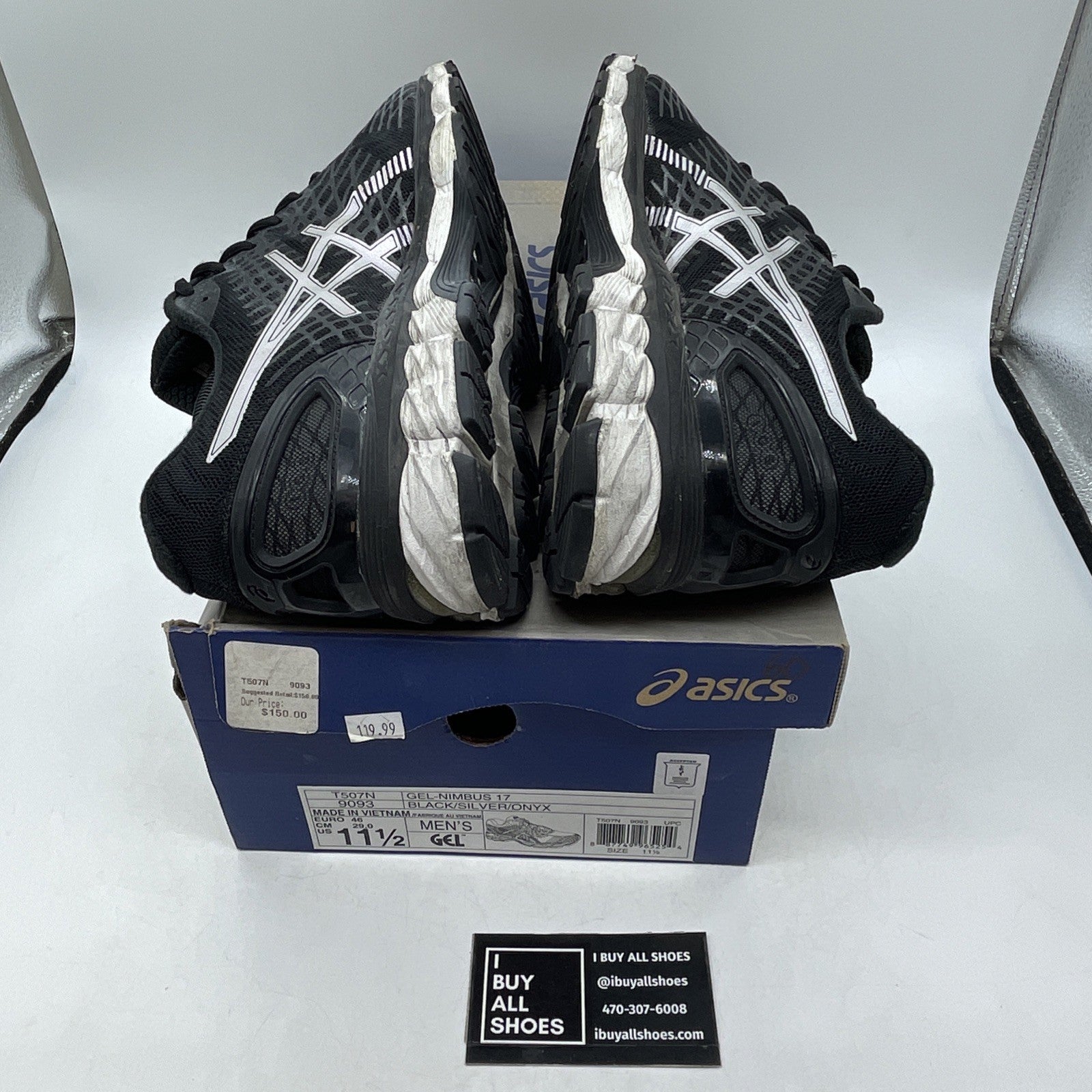 Size 11.5 - ASICS Gel-Nimbus 18 T650N Black Silver