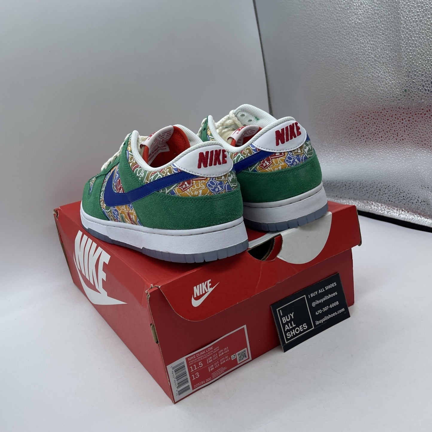 Size 11.5 - Nike Dunk Low Foam Finger Green Suede Lethe (DZ5184-300)