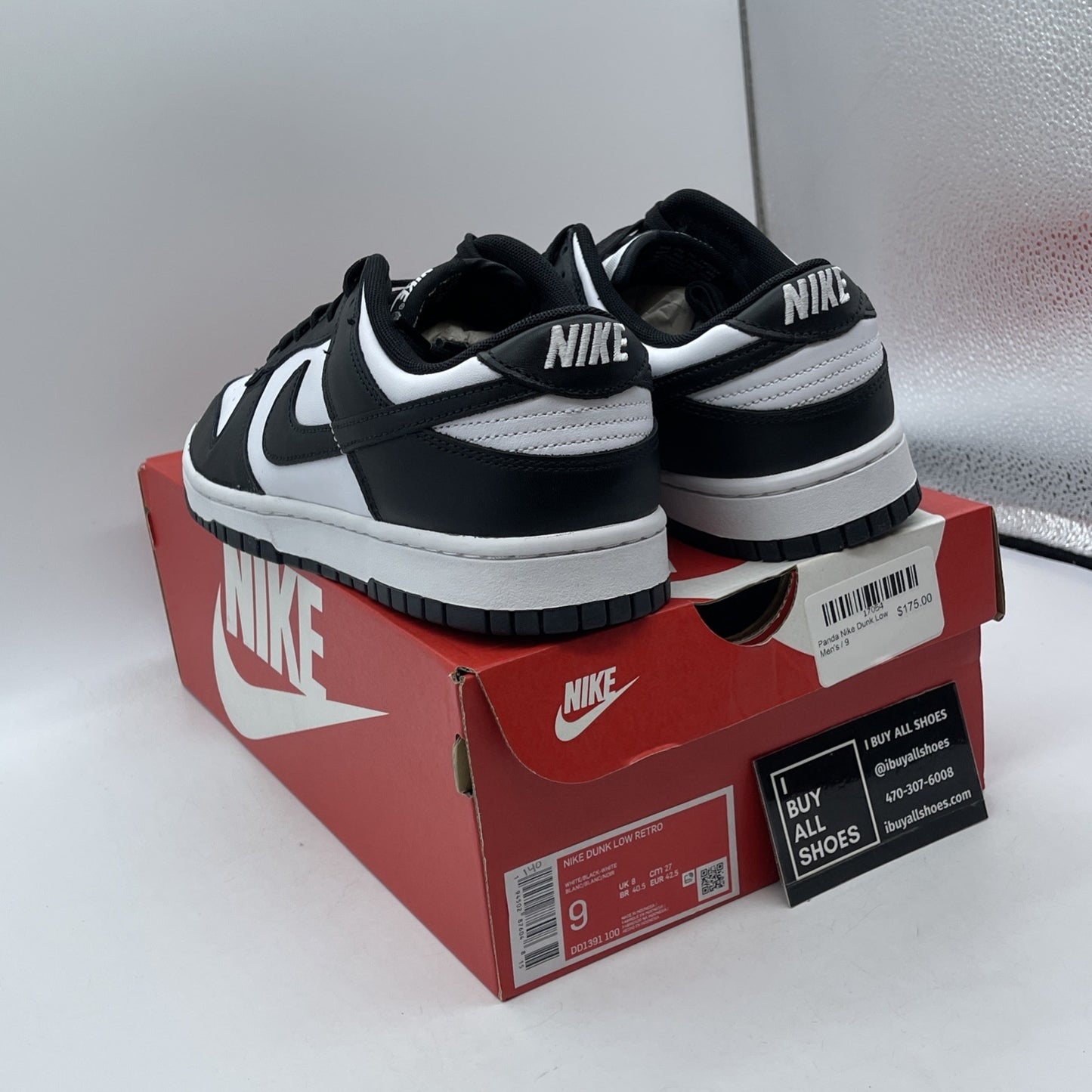 Size 9 - Nike Dunk Low Black White Leather (DD1391-100)