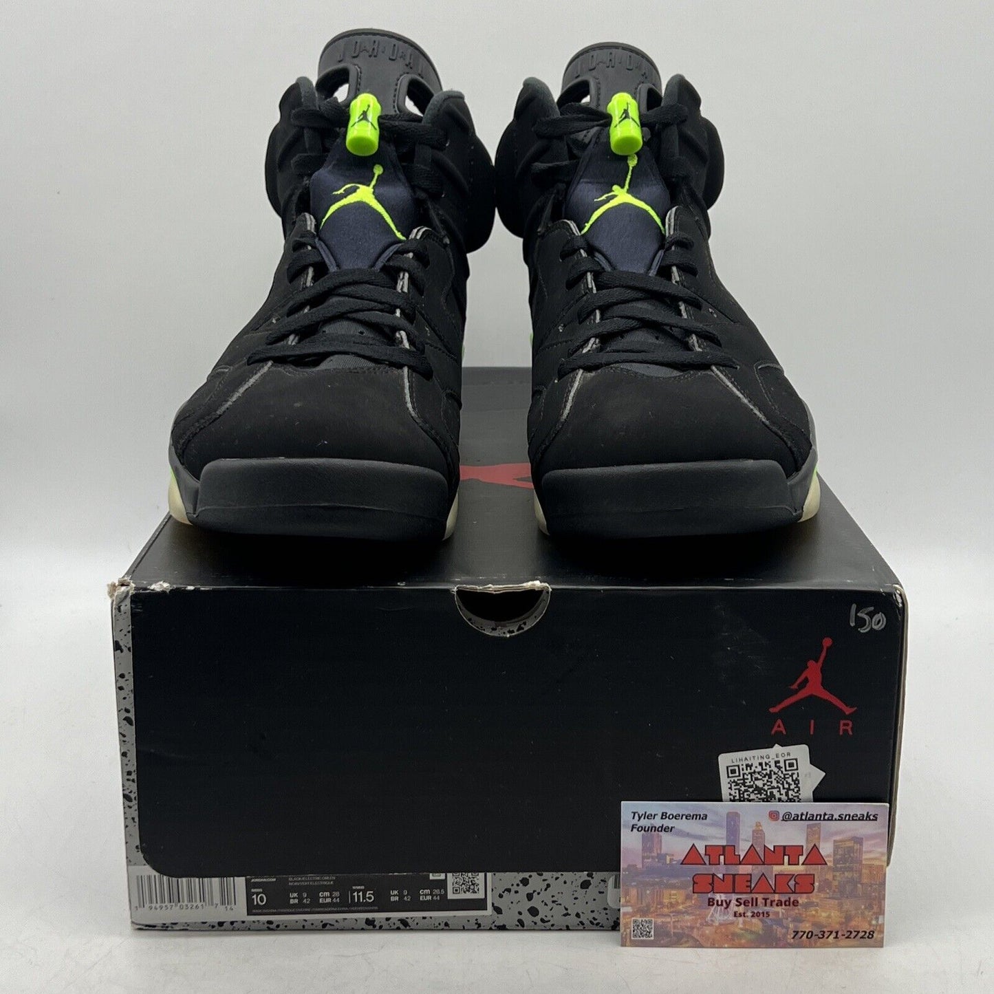 Size 10 - Jordan 6 Retro Electric Green 2021 Black Suede (CT8529-003)