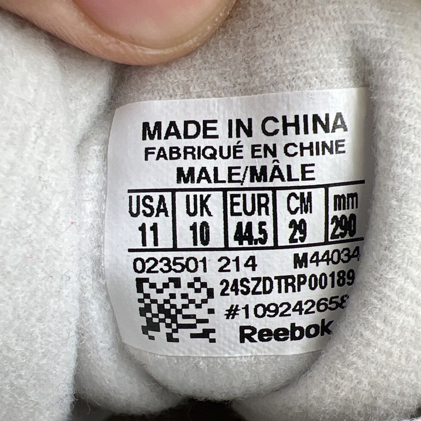 Size 11 - Reebok Question Mid White Noise (M44034)