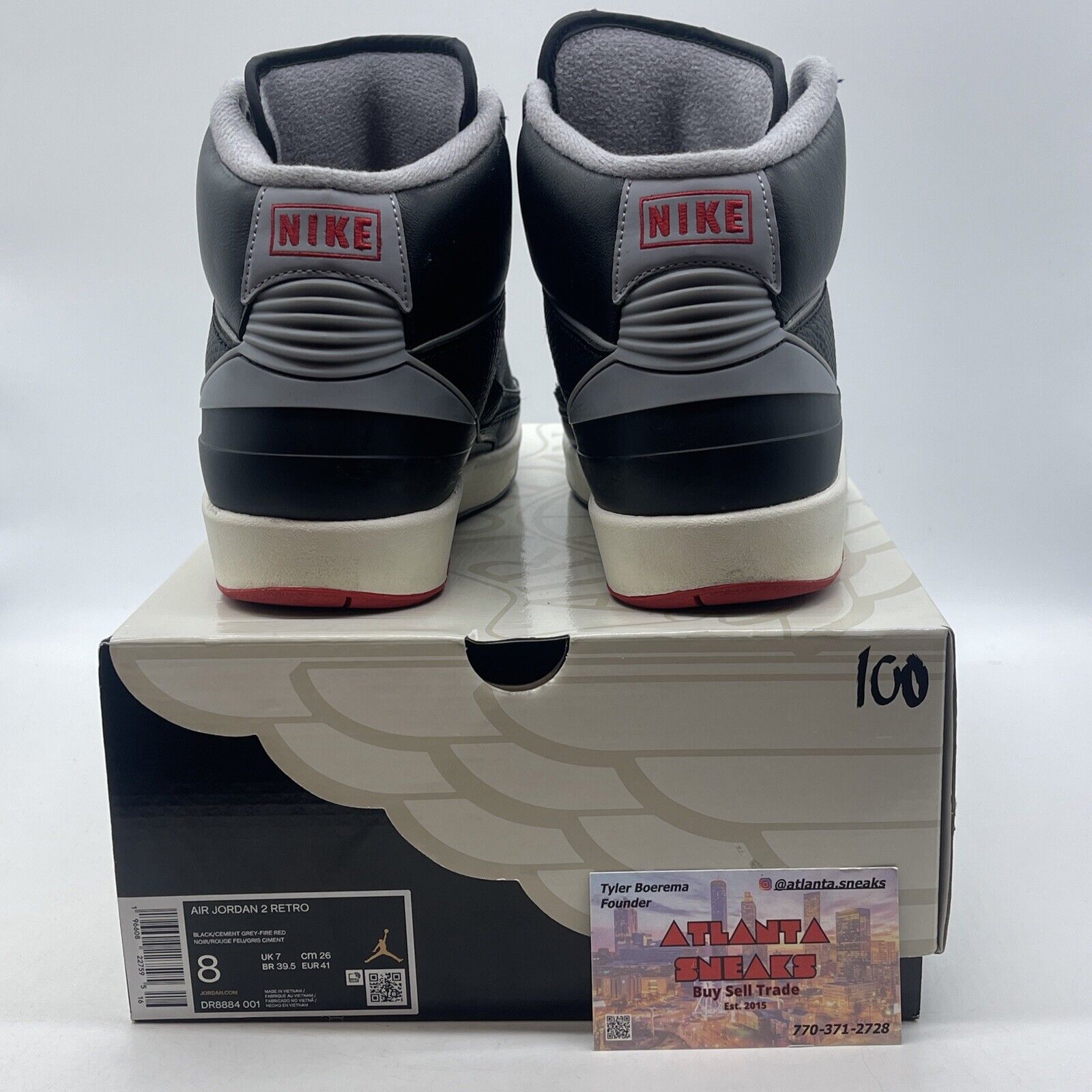 Size 8 - Air Jordan 2 Retro Black Cement Red Gray (DR884-001)