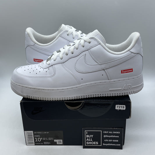Size 10.5 - Nike Air Force 1 x Supreme Low Box Logo - White (CU9225-100)