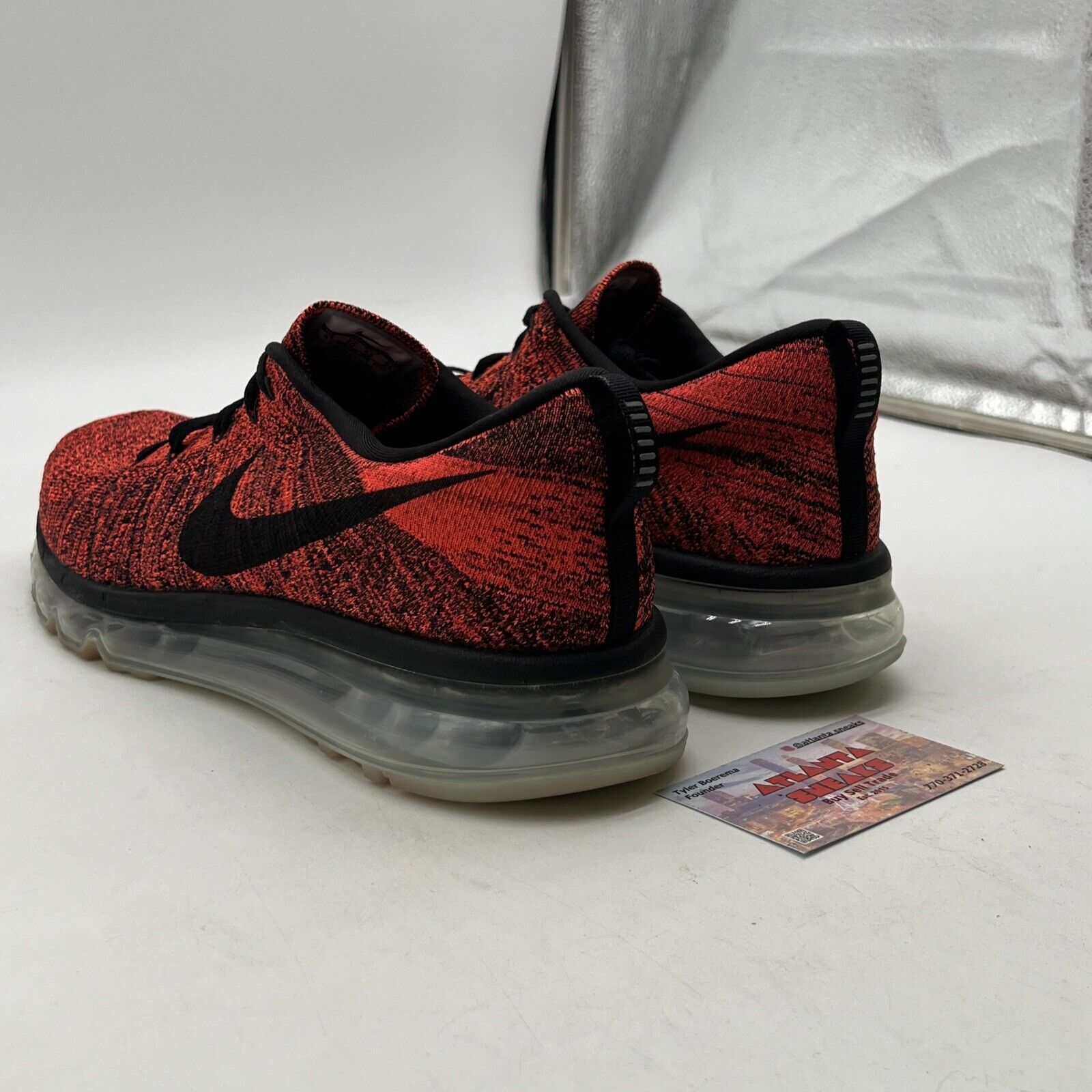 Size 11 - Nike Flyknit Air Max Orange Crimson 2015 (620469-006)