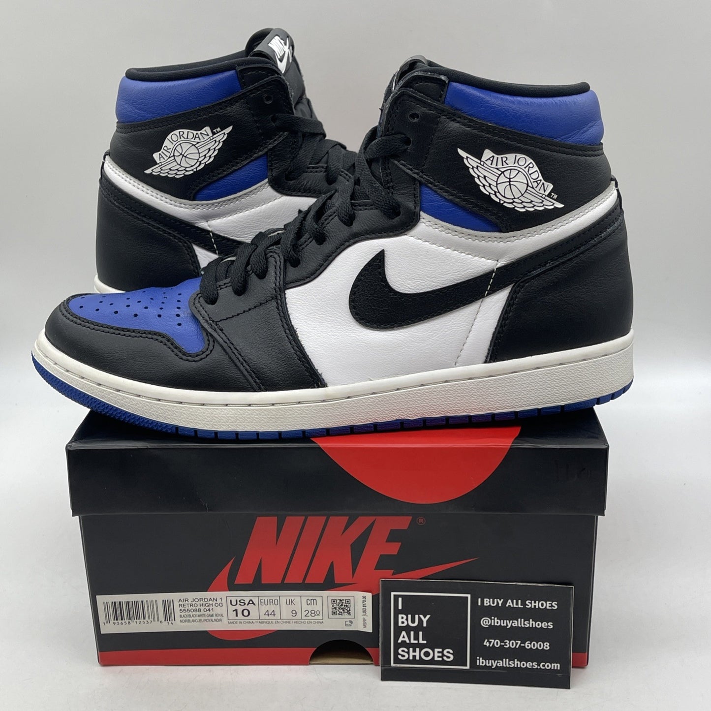 Size 10 - Air Jordan 1 Retro OG High Royal Toe (555088-041)