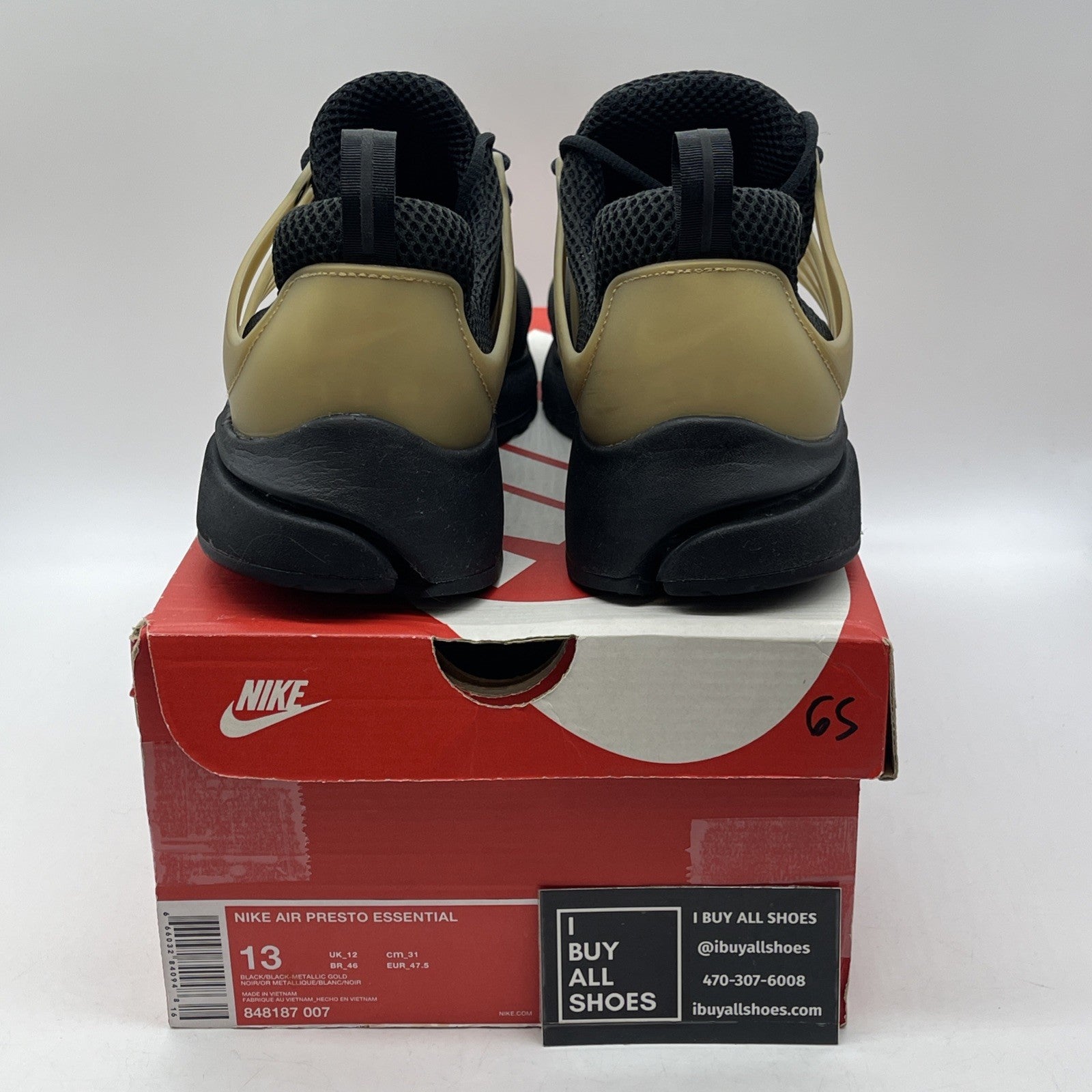 Size 13 - Nike Air Presto Essential Metallic Gold Black Suede (848187-007)